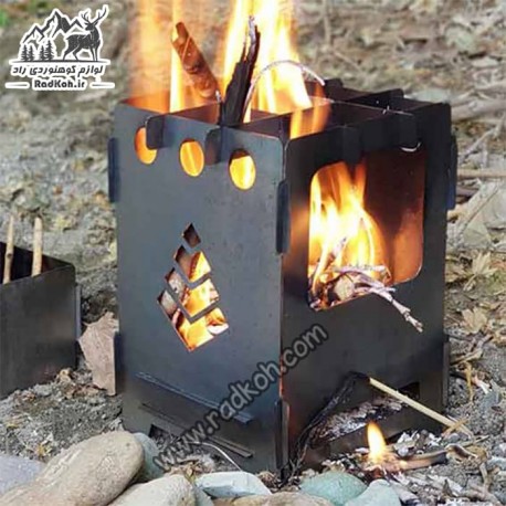 اجاق هیزمی کشویی بزرگ سروکوه مدل FBSH11 رنگ نقره ای