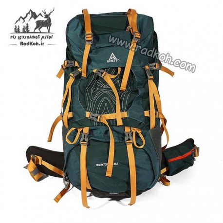 کوله پشتی کوهنوردی 65+10 لیتری هامتو مدل HB202107-1 رنگ سبز کله غازی
