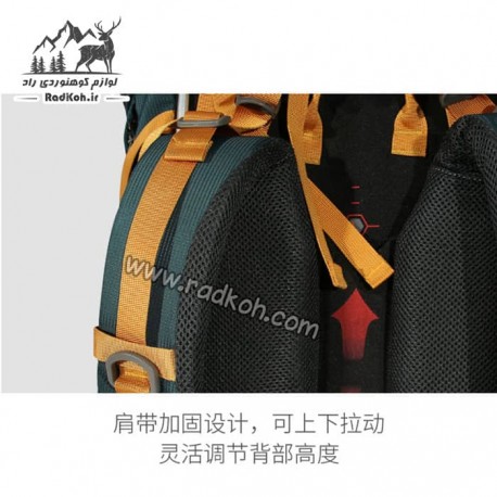 کوله هامتو کوهنوردی 65+10 لیتری مدل HB202107-1 رنگ سبز کله غازی