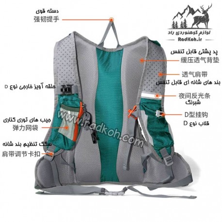 کوله دوچرخه سواری 18 لیتری هامتو مدل HB202105-2 رنگ سبز کله غازی