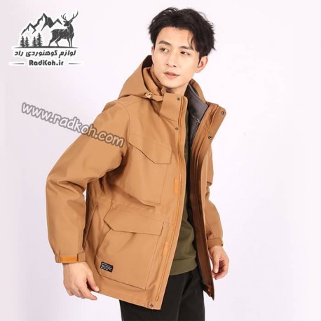 کاپشن دوپوش مردانه هامتو مدل humtto 25C938A-3 رنگ قهوه ای