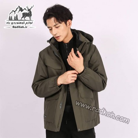 کاپشن دوپوش مردانه هامتو مدل humtto 25C938A-2 رنگ سبز تیره