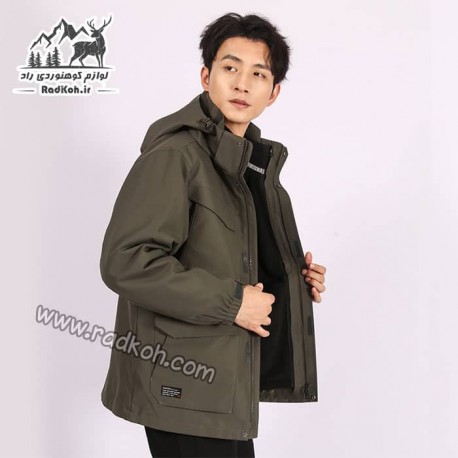 کاپشن دوپوش مردانه هامتو مدل humtto 25C938A-2 رنگ سبز تیره