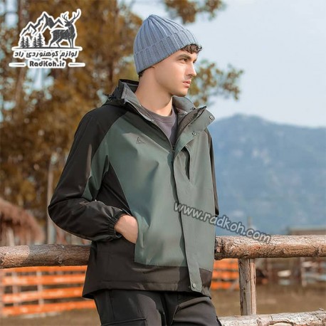 کاپشن دوپوش مردانه هامتو مدل humtto 25C939A-2 رنگ سبز تیره/مشکی