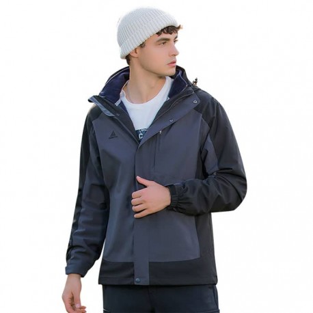 کاپشن دوپوش مردانه هامتو مدل humtto 25C939A-1 رنگ خاکستری/مشکی