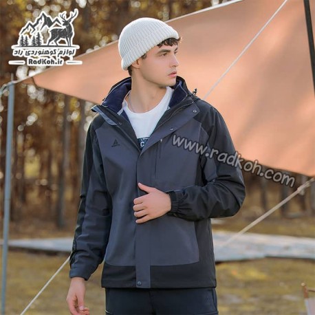 کاپشن دوپوش مردانه هامتو مدل humtto 25C939A-1 رنگ خاکستری/مشکی