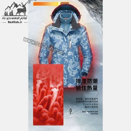 	کاپشن دوپوش زنانه هامتو مدل humtto 20103B-4 رنگ آبی فیروزه ای