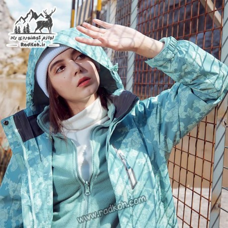 کاپشن دوپوش زنانه هامتو مدل humtto 20103B-1 رنگ سبز فیروزه ای