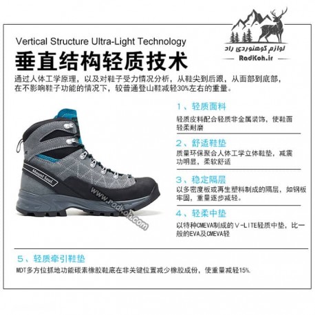 کفش کوهنوردی مردانه و زنانه هاناگال مدل hunagal Sirius رنگ خاکستری/آبی