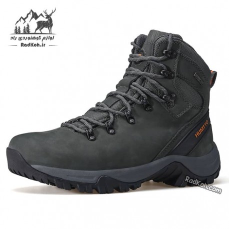 کفش ساقدار مردانه چرم هامتو مدل 230914A-3 رنگ خاکستری تیره