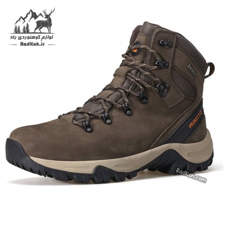 کفش  طبیعت گردی ساقدار مردانه چرم هامتو مدل 230914A-4 رنگ خاکی تیره