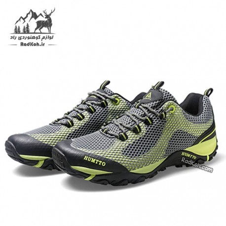 کفش توری تابستانی مردانه هامتو مدل 120490A-3 بند دیسکی رنگ خاکستری/سبز