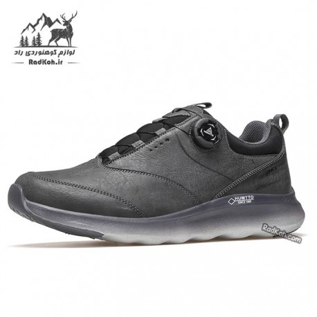 کفش طبی چرم مردانه هامتو مدل 340944A-2 بند دیسکی رنگ خاکستری