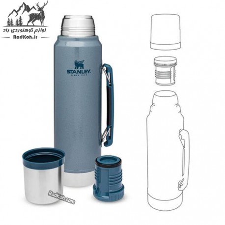 فلاسک یک لیتری کلاسیک استنلی مدل Classic Bottle 1 L رنگ آبی یخی