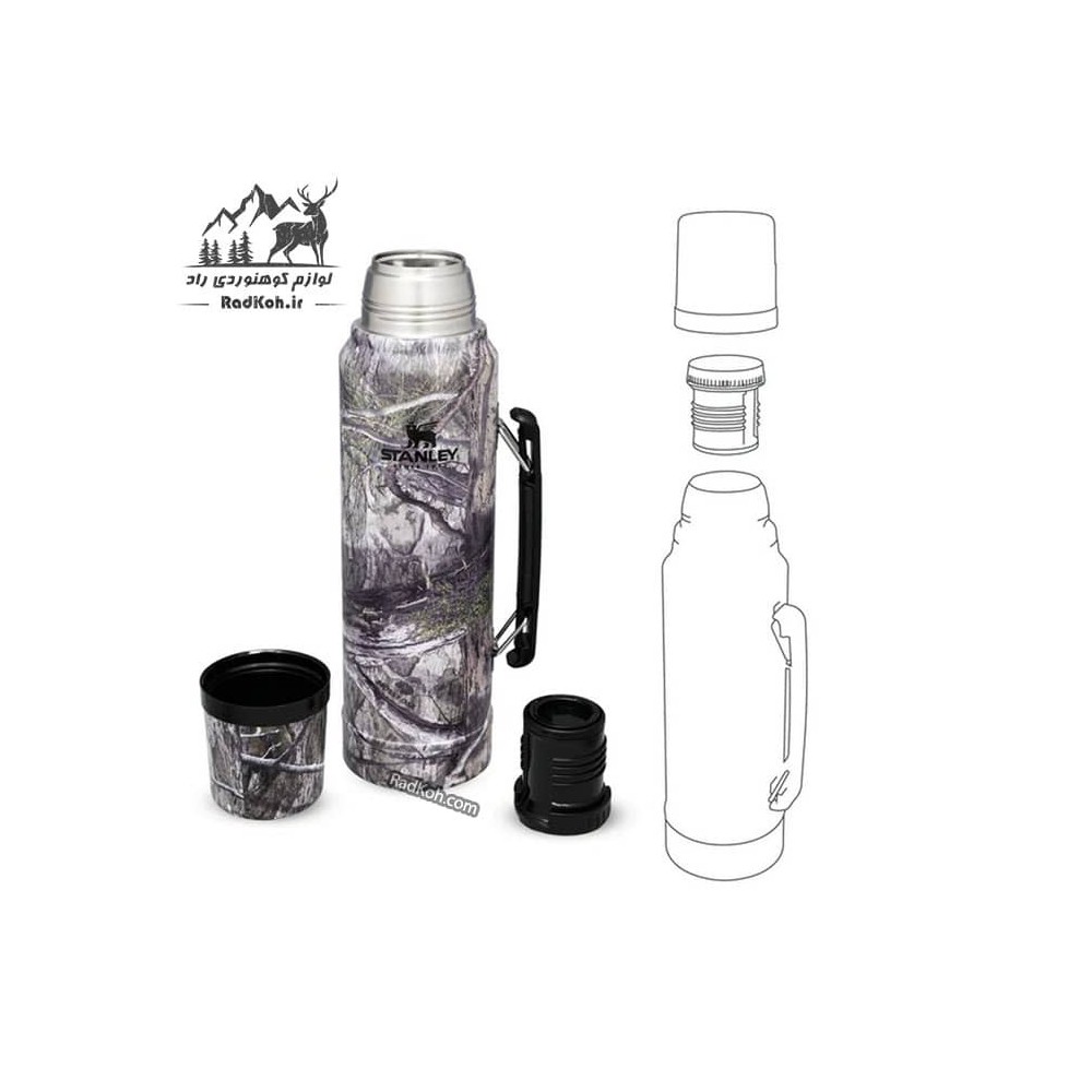 فلاسک استنلی مدل Classic Bottle 1 L رنگ طرح شاخ و برگ