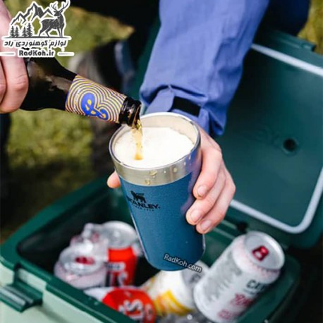 لیوان سفری استنلی 470 میلی لیتر مدل Beer Pint 0.47L رنگ آبی نفتی