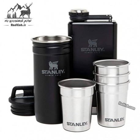 ست شات و قمقمه کتابی استنلی ادونچر مدل Shot Glass + Flask Set رنگ مشکی