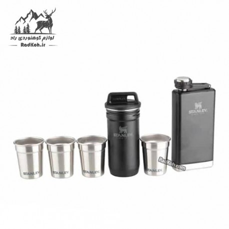ست شات و قمقمه کتابی استنلی ادونچر مدل Shot Glass + Flask Set رنگ مشکی
