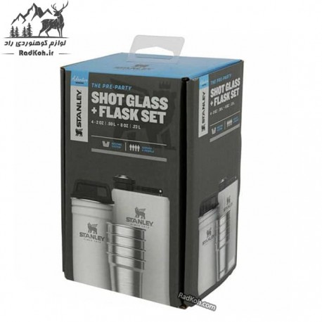 ست شات و قمقمه کتابی استنلی ادونچر مدل Shot Glass + Flask Set رنگ سفید