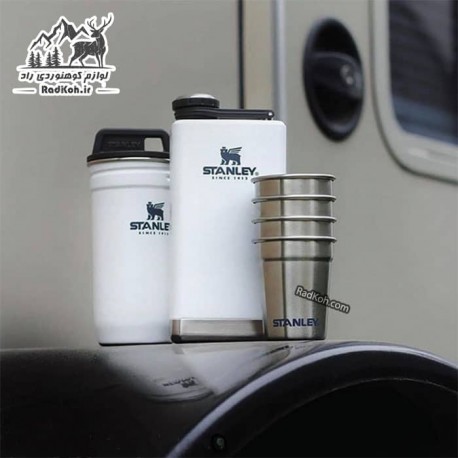 ست شات و قمقمه کتابی استنلی ادونچر مدل Shot Glass + Flask Set رنگ سفید