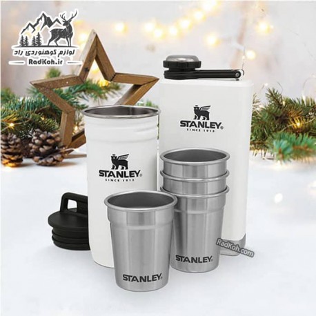 ست شات و قمقمه کتابی استنلی ادونچر مدل Shot Glass + Flask Set رنگ سفید