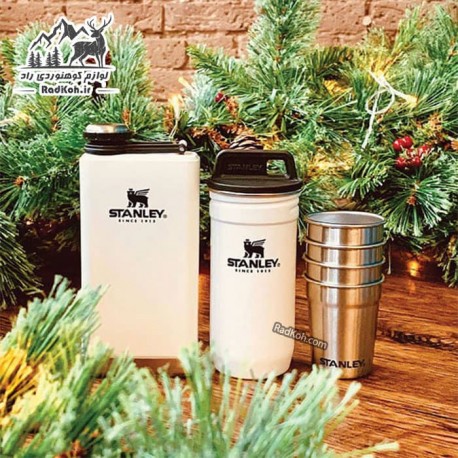 ست شات و قمقمه کتابی استنلی ادونچر مدل Shot Glass + Flask Set رنگ سفید