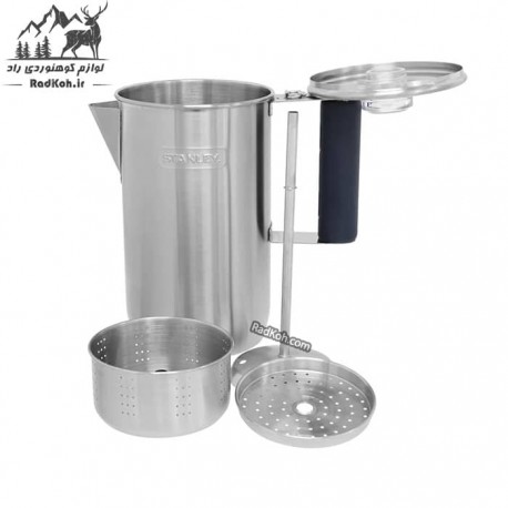 کتری استیل 6 نفره با صافی استنلی ادونچر مدل percolator رنگ استیل