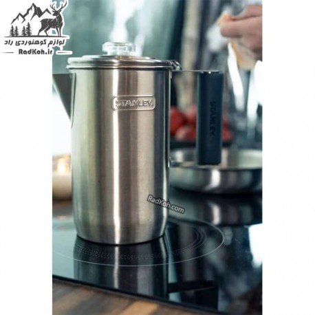 کتری استیل 6 نفره با صافی استنلی ادونچر مدل percolator رنگ استیل
