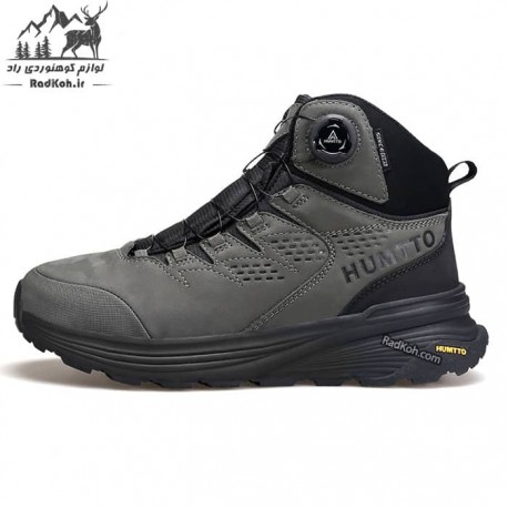 کفش چرم مردانه هامتو مدل 240217A-2 بند دیسکی رنگ خاکستری تیره